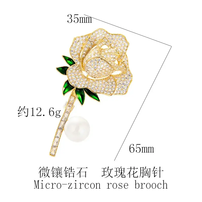 Luxury Zircon Rose Brooch for Women - Image 9