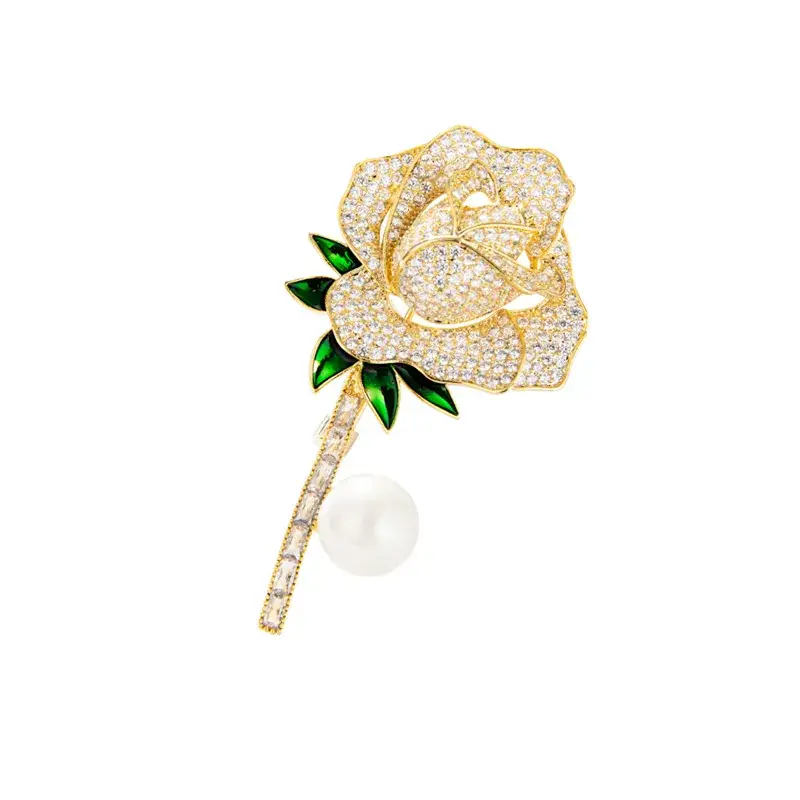 Luxury Zircon Rose Brooch for Women - Image 2