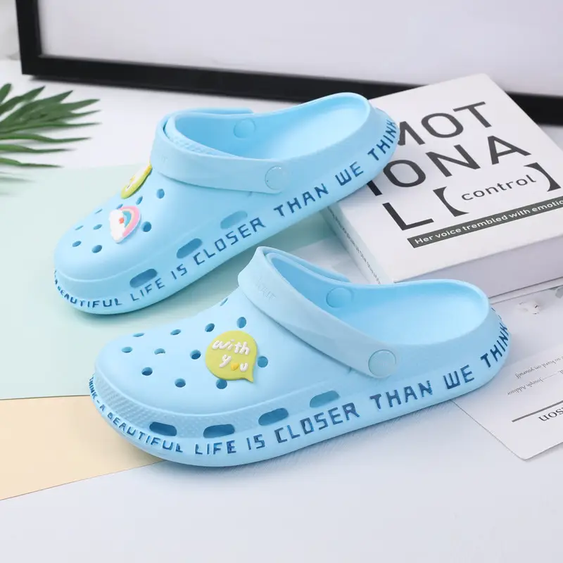 Women White Cut Out Clogs Summer Sandals 1823
