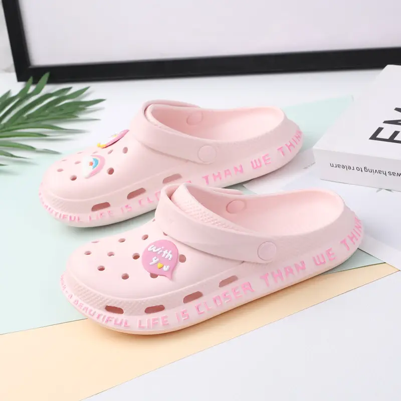 Women White Cut Out Clogs Summer Sandals 1823