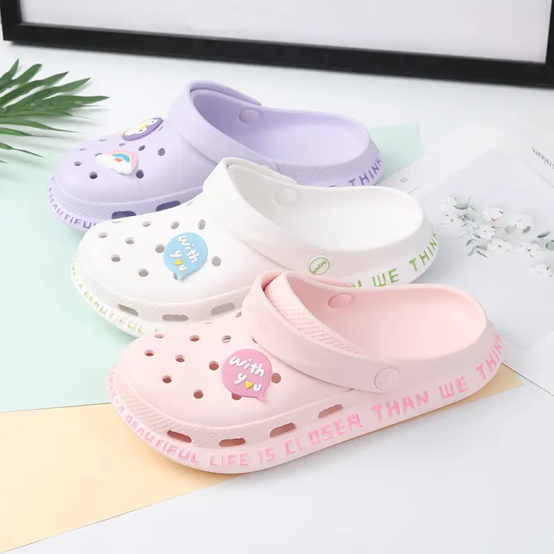 Women White Cut Out Clogs Summer Sandals 1823