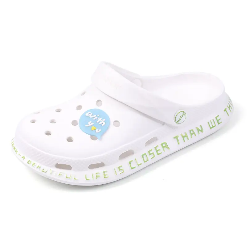 Women White Cut Out Clogs Summer Sandals 1823