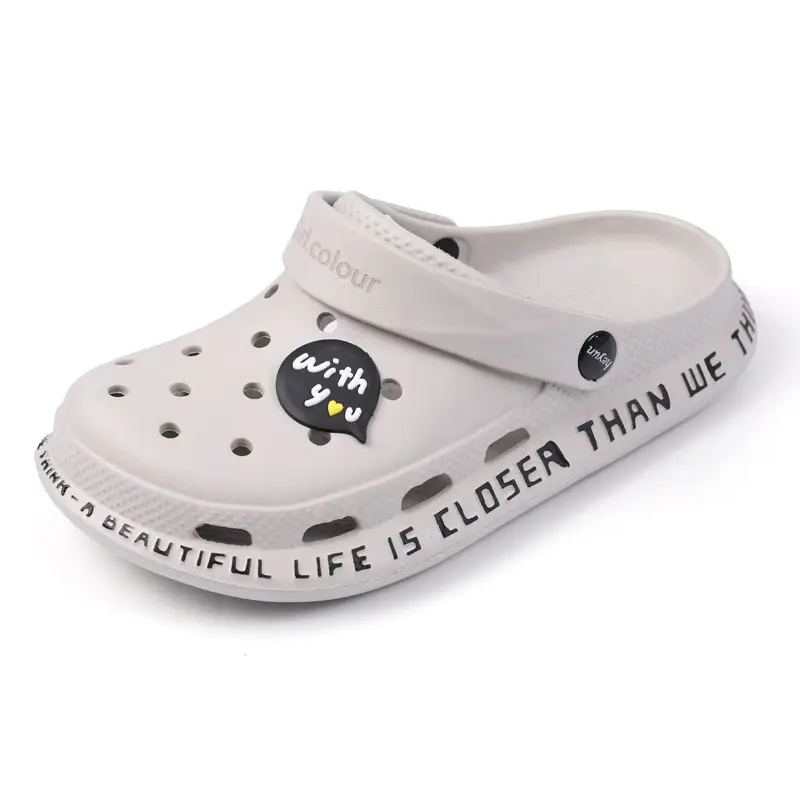 Women White Cut Out Clogs Summer Sandals 1823