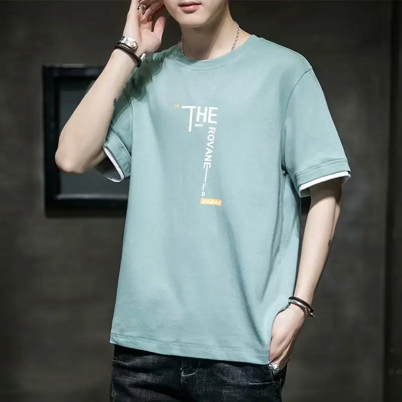 Men Printed Grey T-Shirt Short Sleeve 2021 - Image 2