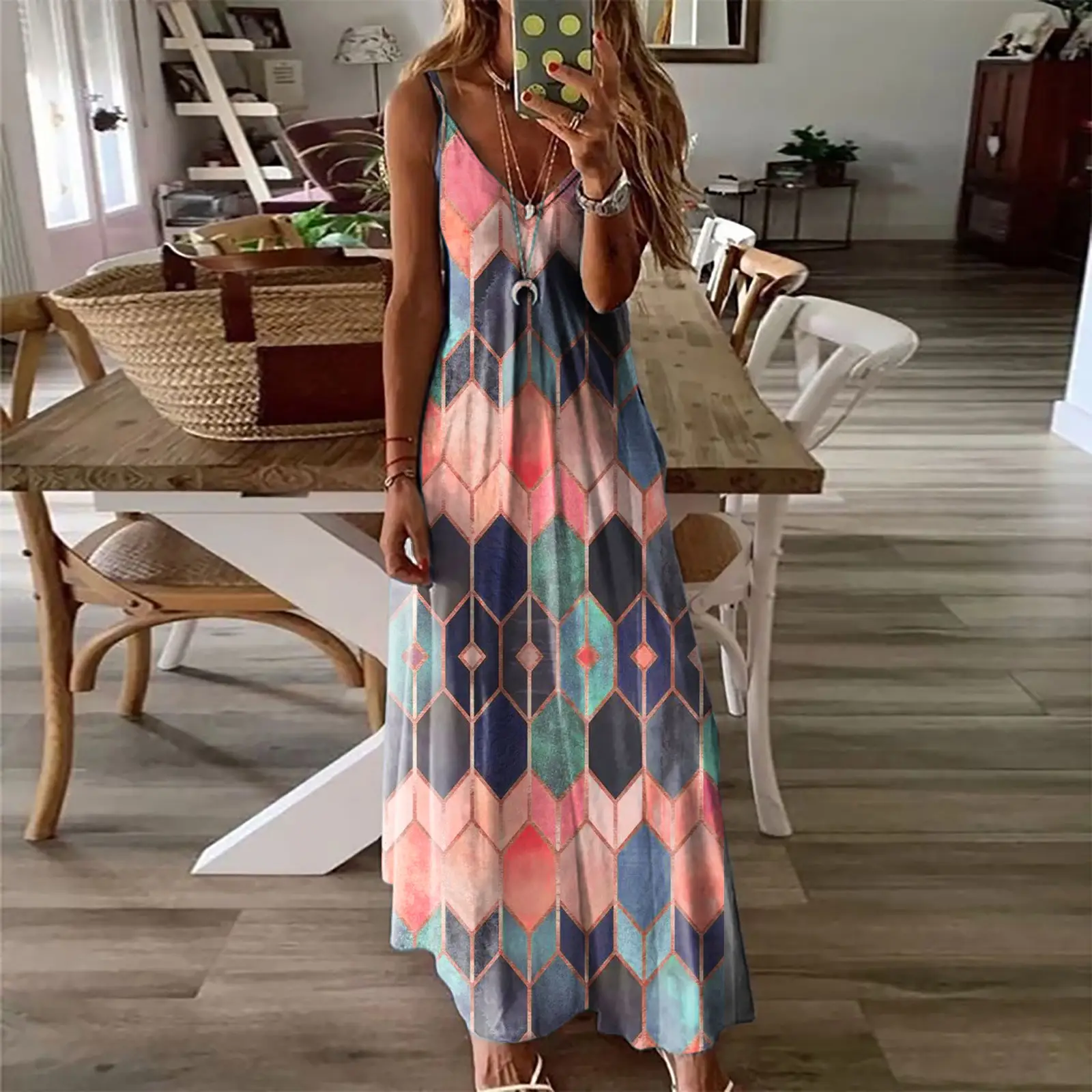 2026 Printed Camisole Long Dress Women Summer Casual - Image 2