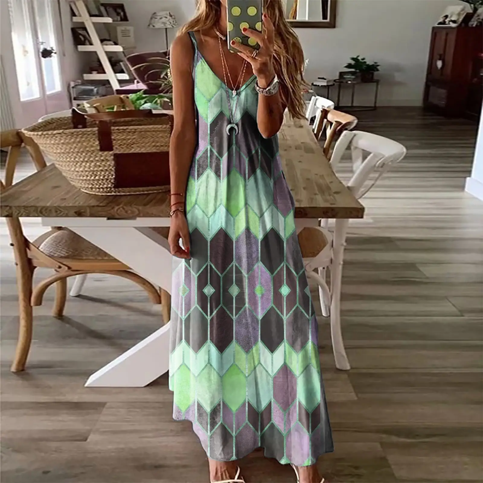 2026 Printed Camisole Long Dress Women Summer Casual - Image 5