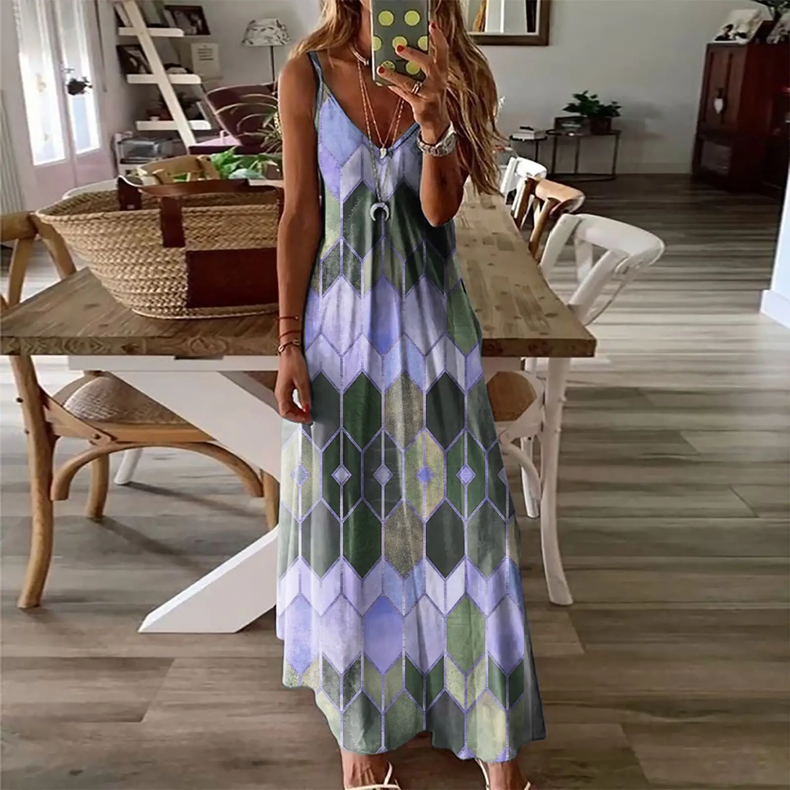 2026 Printed Camisole Long Dress Women Summer Casual - Image 7