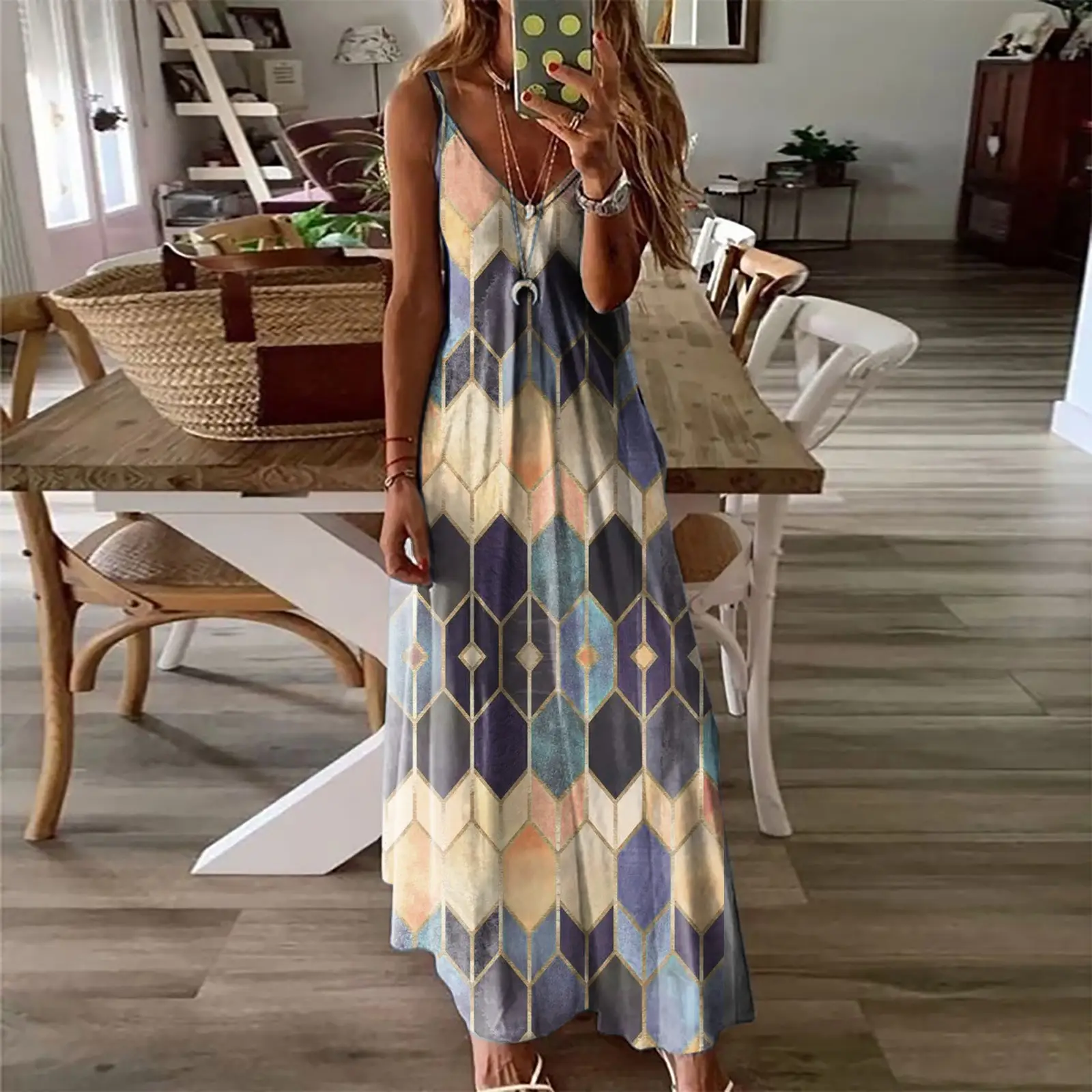 2026 Printed Camisole Long Dress Women Summer Casual - Image 8