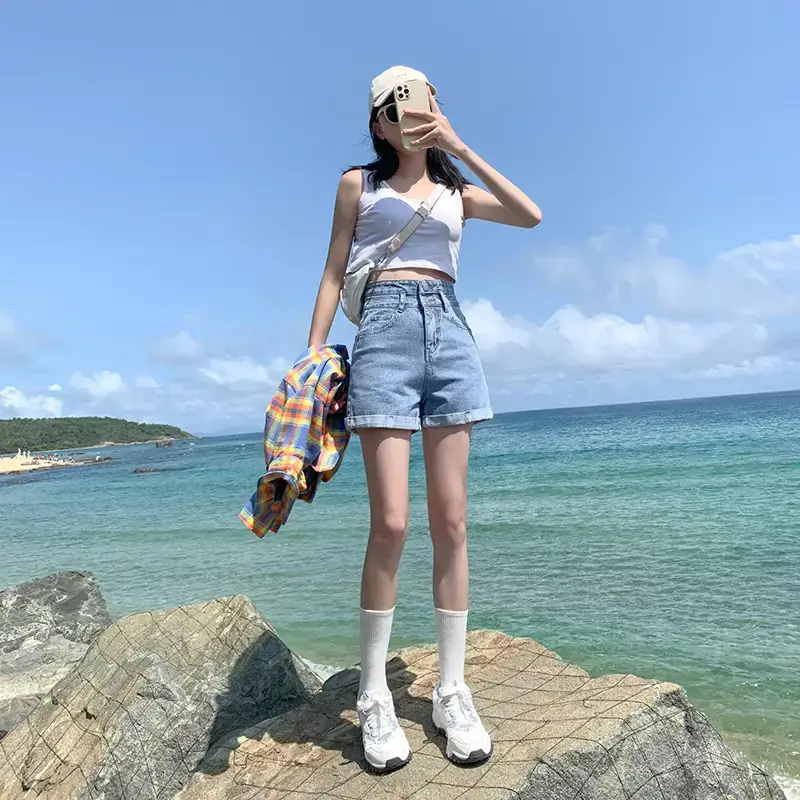 Women Denim Shorts Ultra High Waist 2022 Summer - Image 3