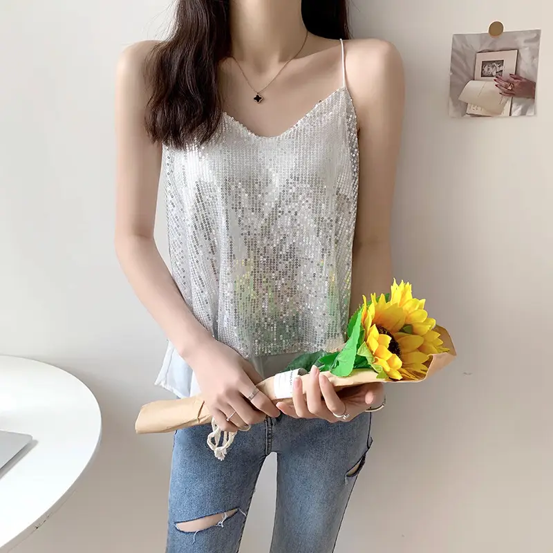 Summer Sparkling Sequins V-Neck Camisole Women — feature 11