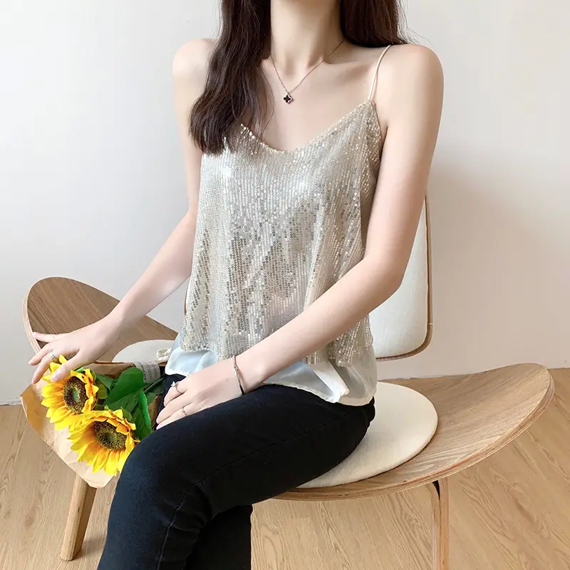 Summer Sparkling Sequins V-Neck Camisole Women — feature 12
