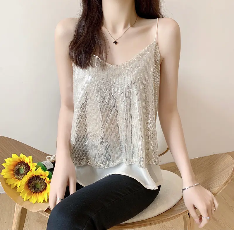 Summer Sparkling Sequins V-Neck Camisole Women — feature 4