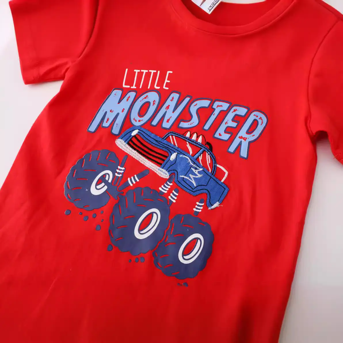 2025 Summer Boys Shorts Set Blue Truck Print - Image 3