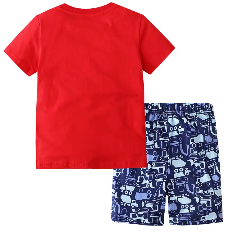 2025 Summer Boys Shorts Set Blue Truck Print - Image 6