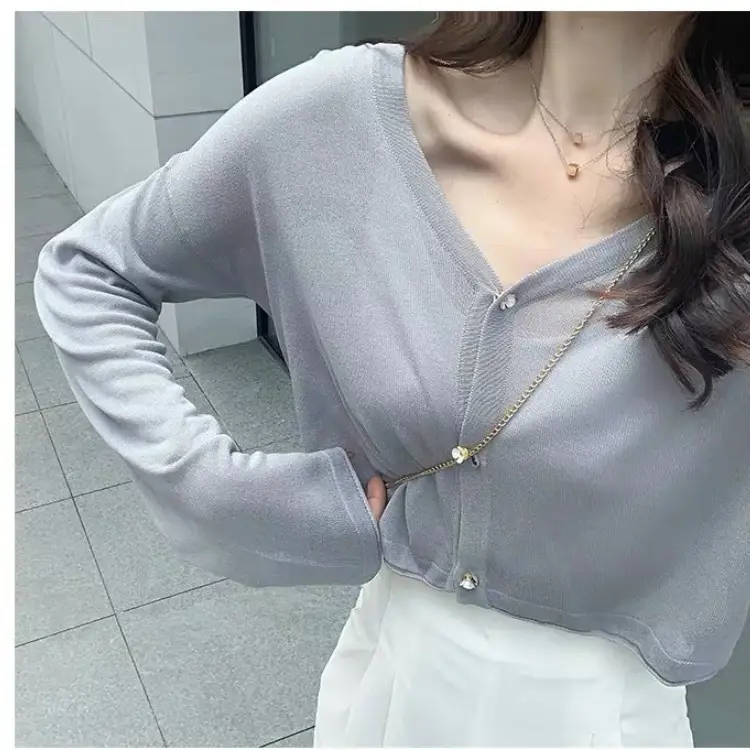 Women Long Sleeve Knitted Cardigan Summer Beach Wear