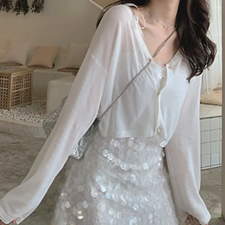 Women Long Sleeve Knitted Cardigan Summer Beach Wear