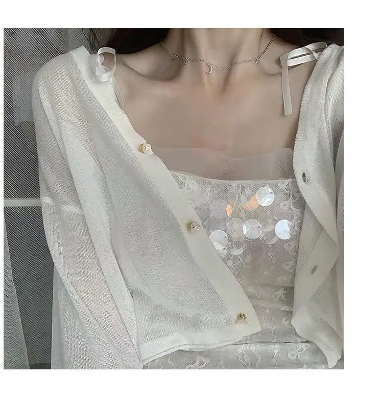Women Long Sleeve Knitted Cardigan Summer Beach Wear — feature 2