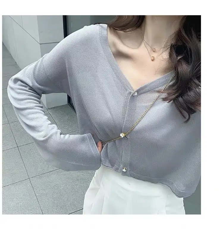 Women Long Sleeve Knitted Cardigan Summer Beach Wear — feature 6