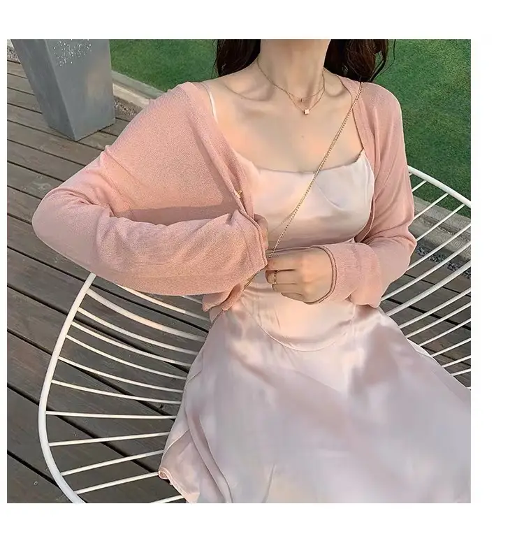 Women Long Sleeve Knitted Cardigan Summer Beach Wear — feature 7