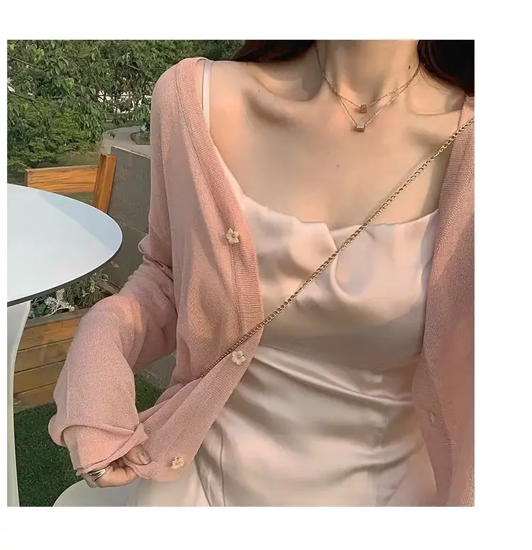 Women Long Sleeve Knitted Cardigan Summer Beach Wear — feature 8