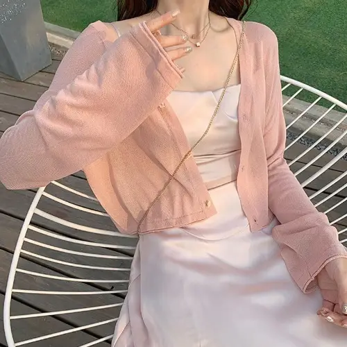 Women Long Sleeve Knitted Cardigan Summer Beach Wear