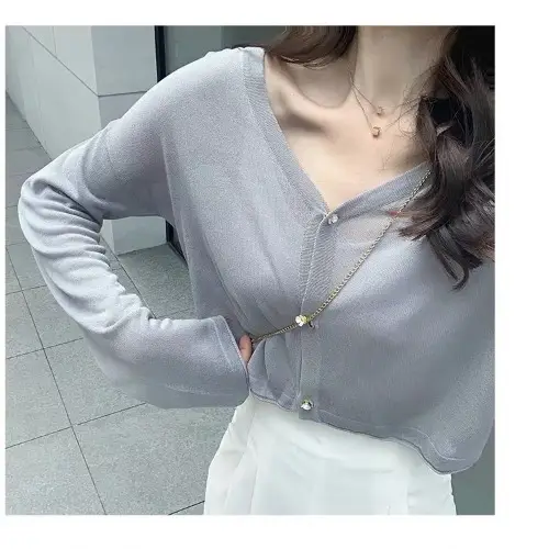 Women Long Sleeve Knitted Cardigan Summer Beach Wear