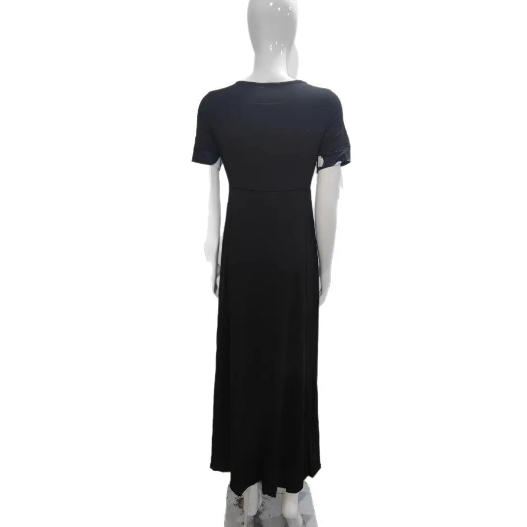 Black Long Sleeve Women's Dress Mid Skirt Round Neck - Image 3