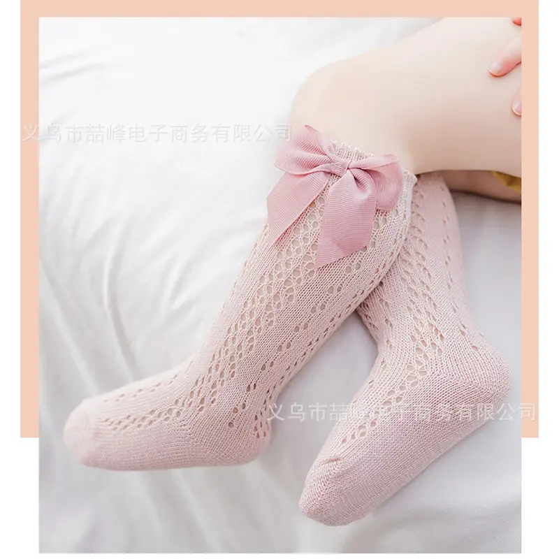 Black Knitted Mid-Length Socks with Bow for Girls - Image 7