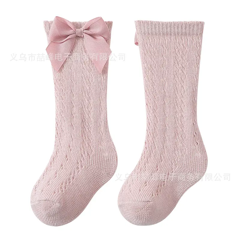Black Knitted Mid-Length Socks with Bow for Girls - Image 10