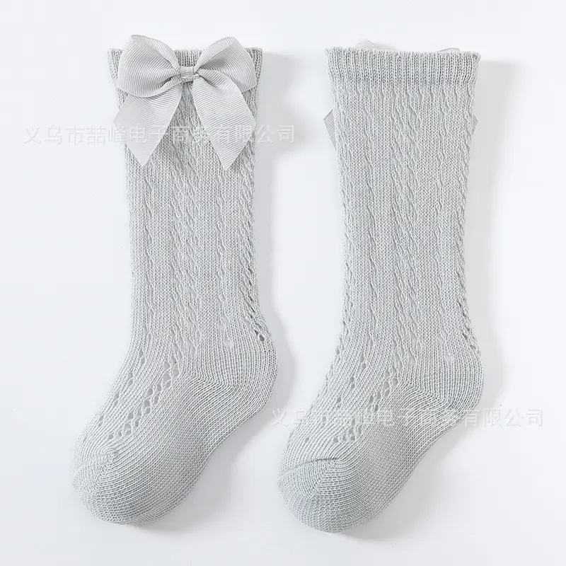 Black Knitted Mid-Length Socks with Bow for Girls - Image 2