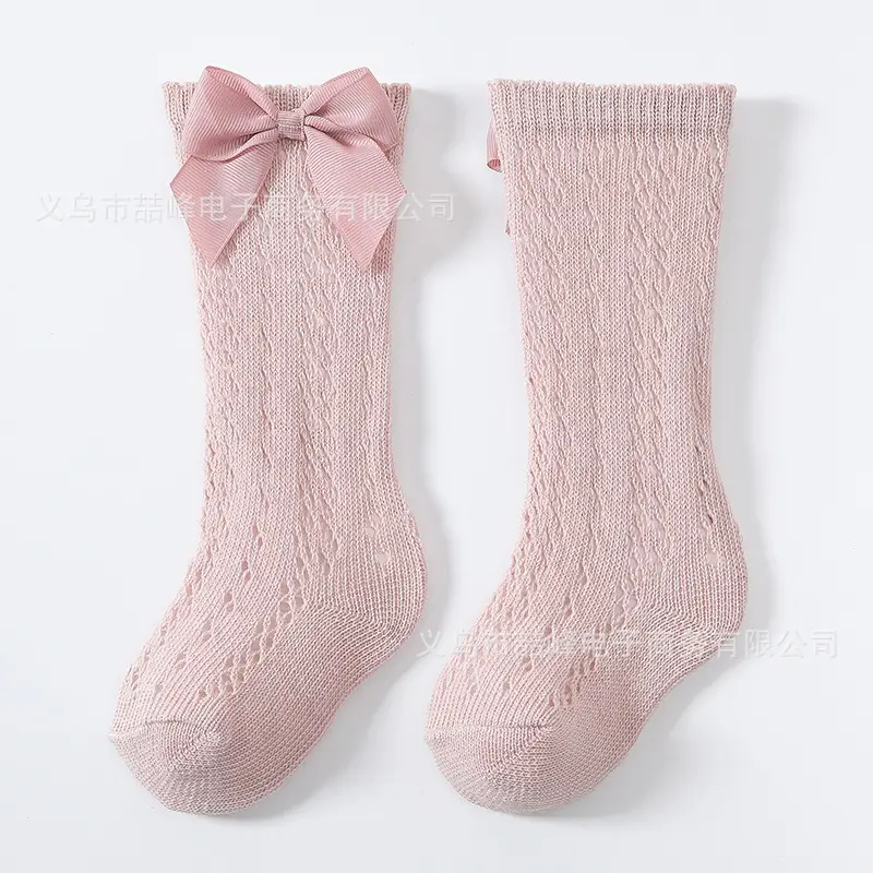 Black Knitted Mid-Length Socks with Bow for Girls - Image 3