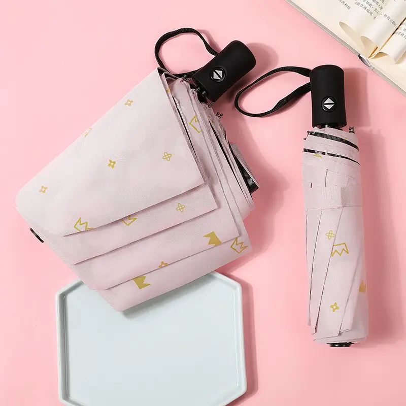 Purple Full-Automatic Folding Umbrella for Women