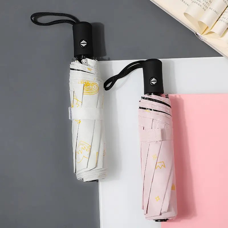 Purple Full-Automatic Folding Umbrella for Women