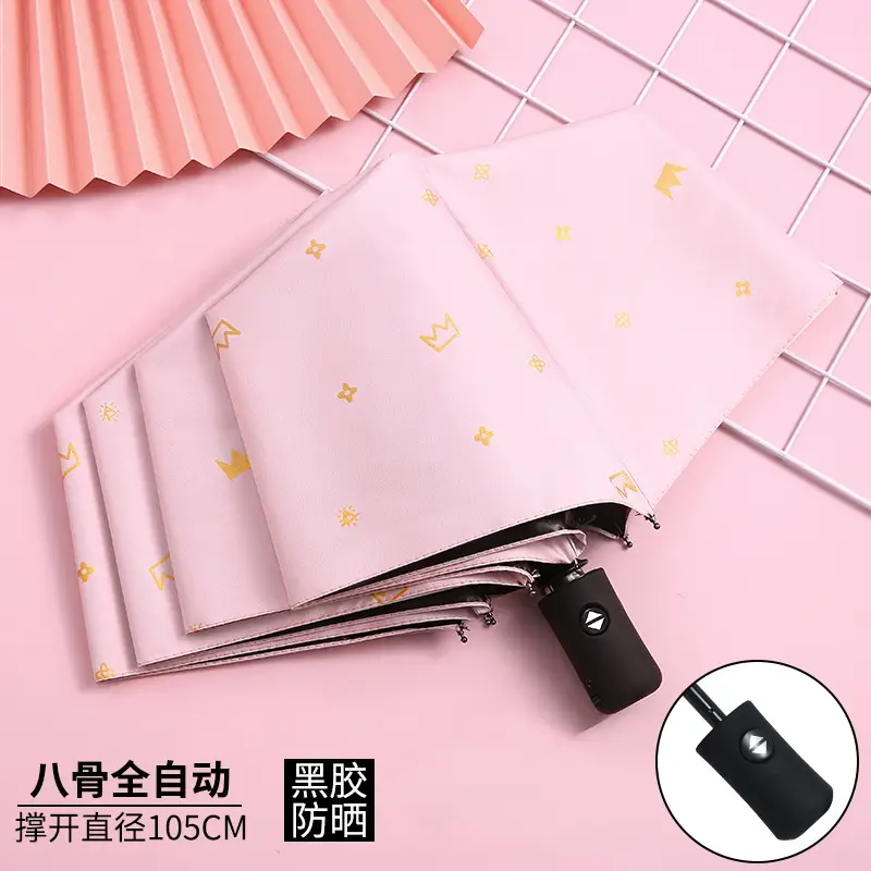 Purple Full-Automatic Folding Umbrella for Women