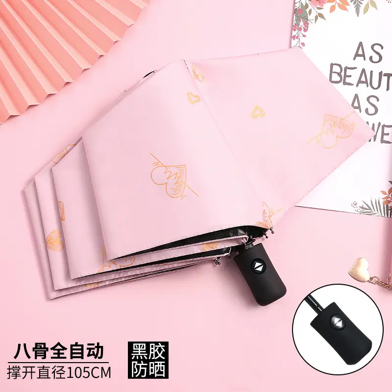 Purple Full-Automatic Folding Umbrella for Women