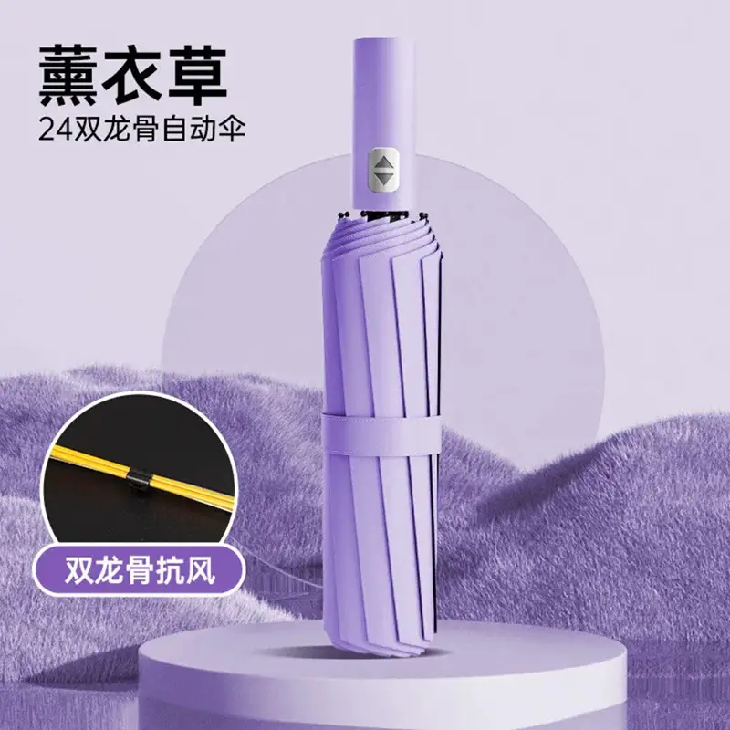 Purple Full-Automatic Folding Umbrella for Women