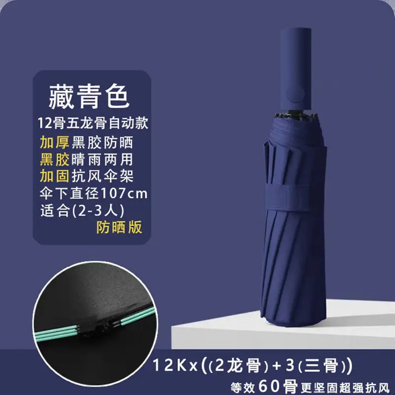 Purple Full-Automatic Folding Umbrella for Women