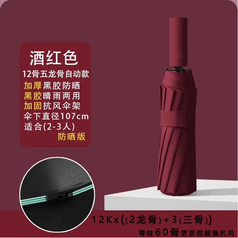 Purple Full-Automatic Folding Umbrella for Women