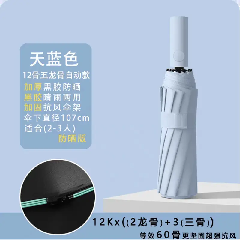 Purple Full-Automatic Folding Umbrella for Women
