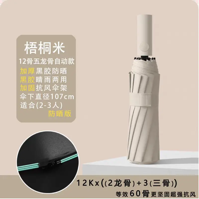 Purple Full-Automatic Folding Umbrella for Women
