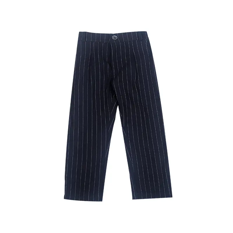 Men's Navy Blue Striped Button Down Suit