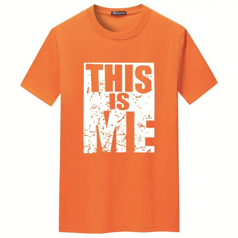 Men Orange Printed T-Shirt Short Sleeve Loose Fit - Image 12