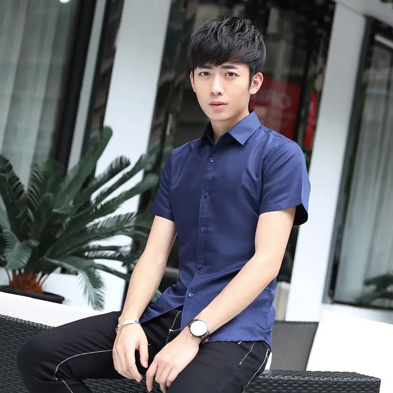 Men's White Slim Fit Short Sleeve Shirt - Image 9