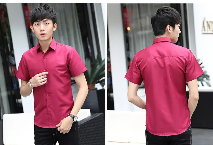 Men's White Slim Fit Short Sleeve Shirt — feature 10