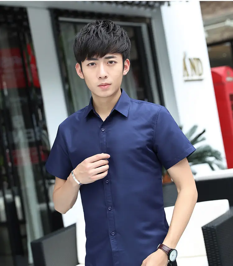 Men's White Slim Fit Short Sleeve Shirt — feature 13