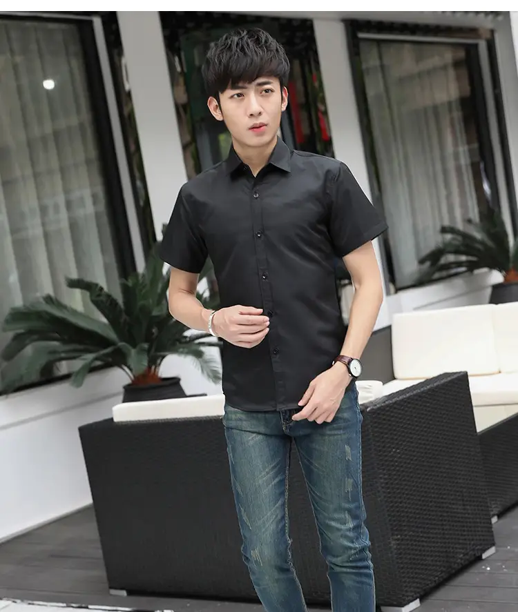 Men's White Slim Fit Short Sleeve Shirt — feature 15