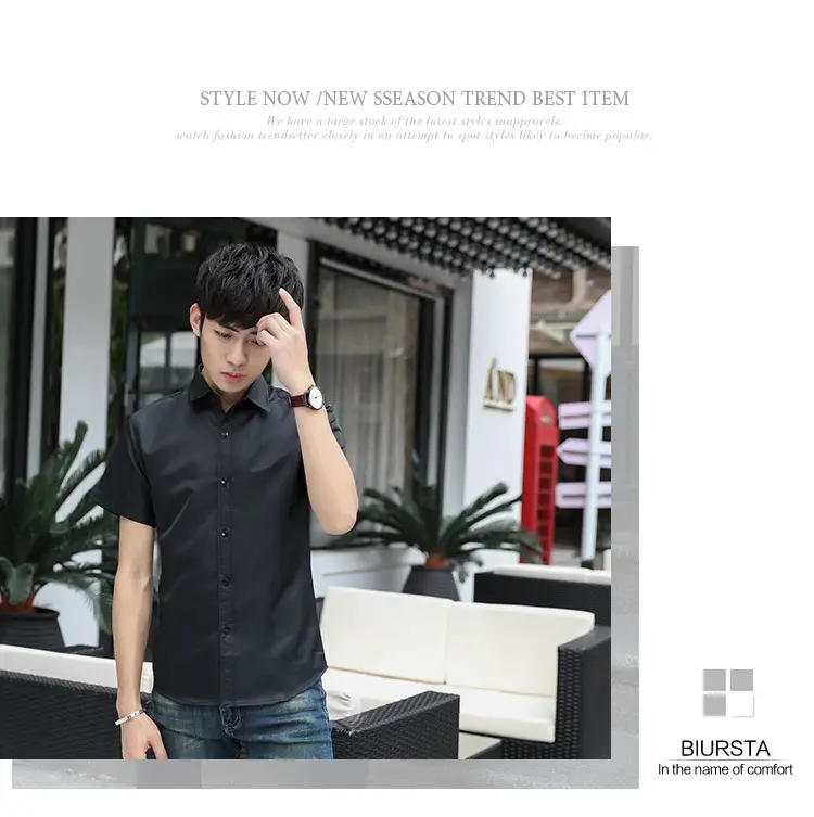 Men's White Slim Fit Short Sleeve Shirt — feature 16