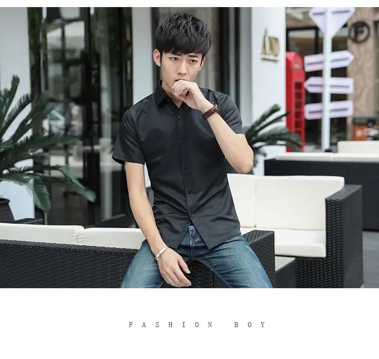 Men's White Slim Fit Short Sleeve Shirt — feature 17