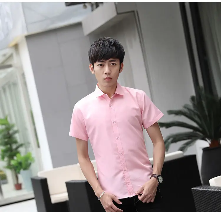 Men's White Slim Fit Short Sleeve Shirt — feature 2
