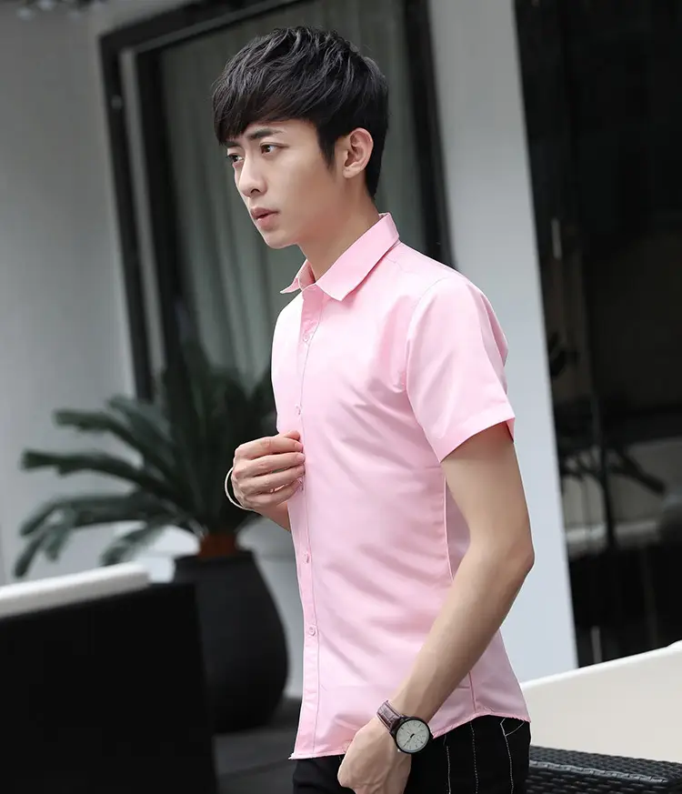 Men's White Slim Fit Short Sleeve Shirt — feature 4